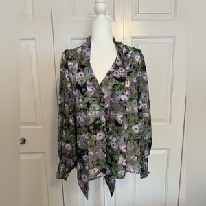 JADE HIDDEN GARDEN TIE FRONT BLOUSE